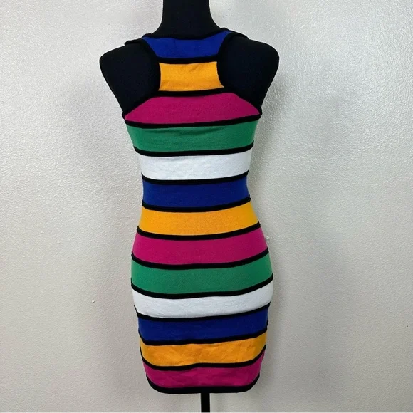 Y2K Wet Seal Striped Bodycon Dress Multicolor Women's Size S - Picture 5 of 13